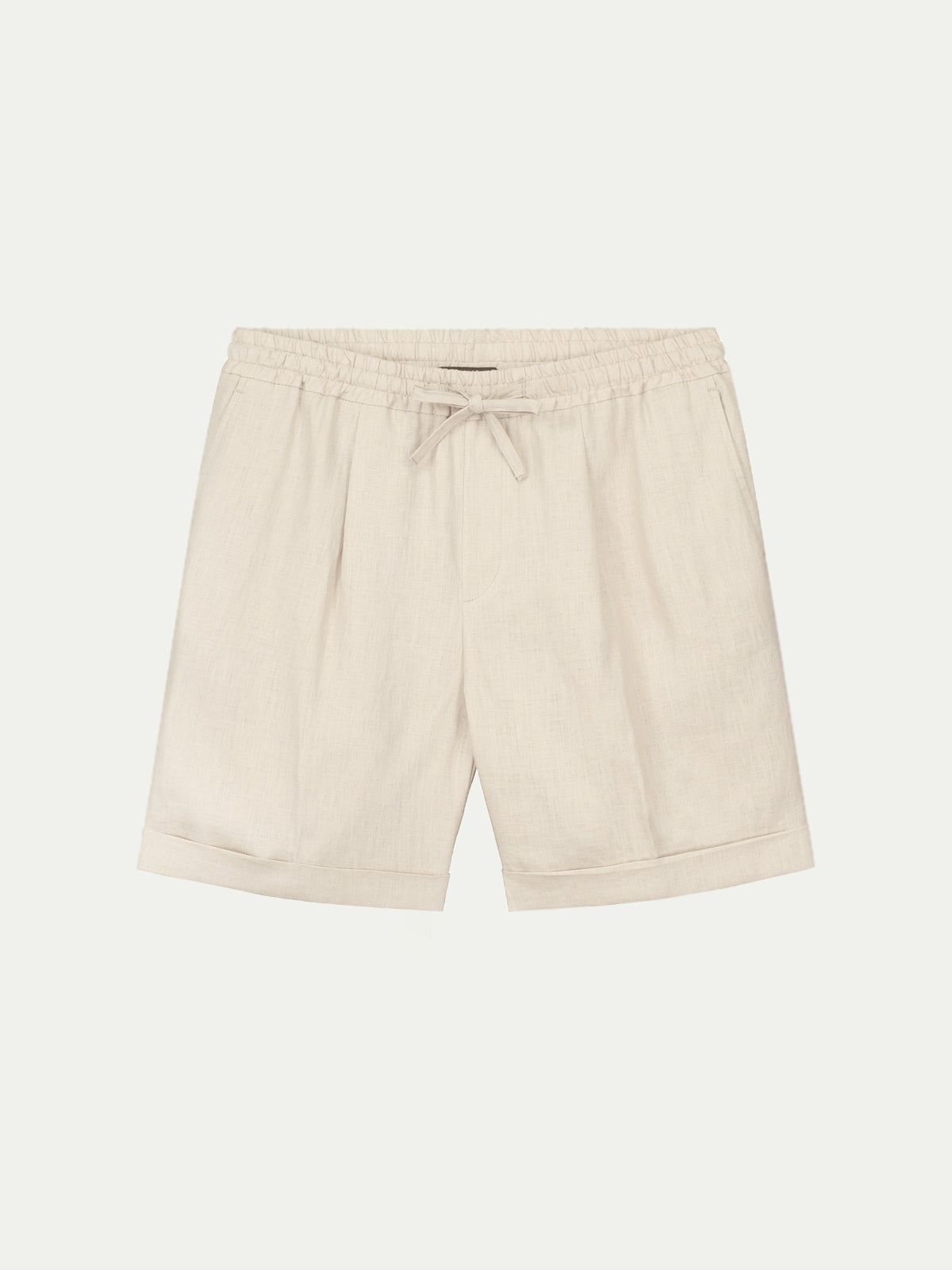 Mens shorts with drawstring waist and turn-up hems for summer