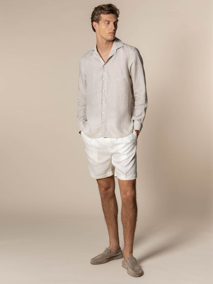 Mens shorts with elasticated drawstring waist and turn-up hems