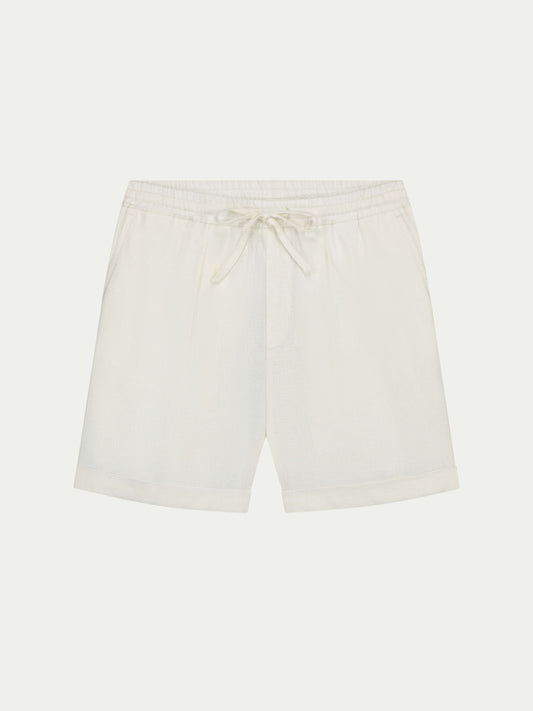Mens shorts with elasticated drawstring waist and turn-up hems