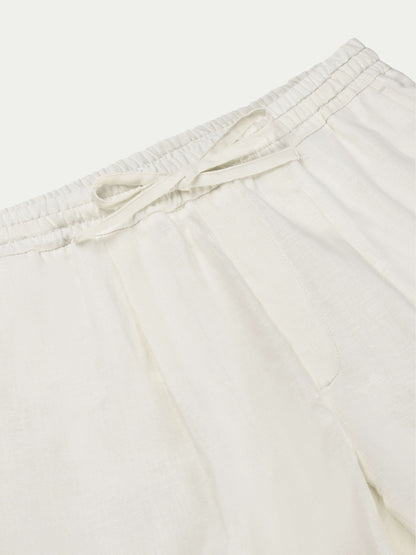 Mens shorts with elasticated drawstring waist and turn-up hems