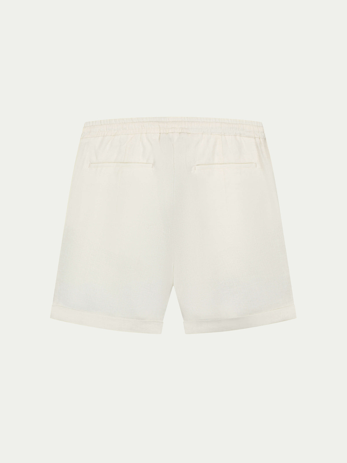 Mens shorts with elasticated drawstring waist and turn-up hems