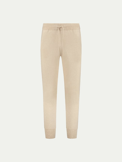 Knitted track pants for men with drawstring waist and ribbed cuffs