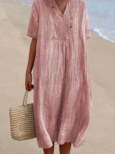 Summer dresses for women, short sleeve v-neck midi dress