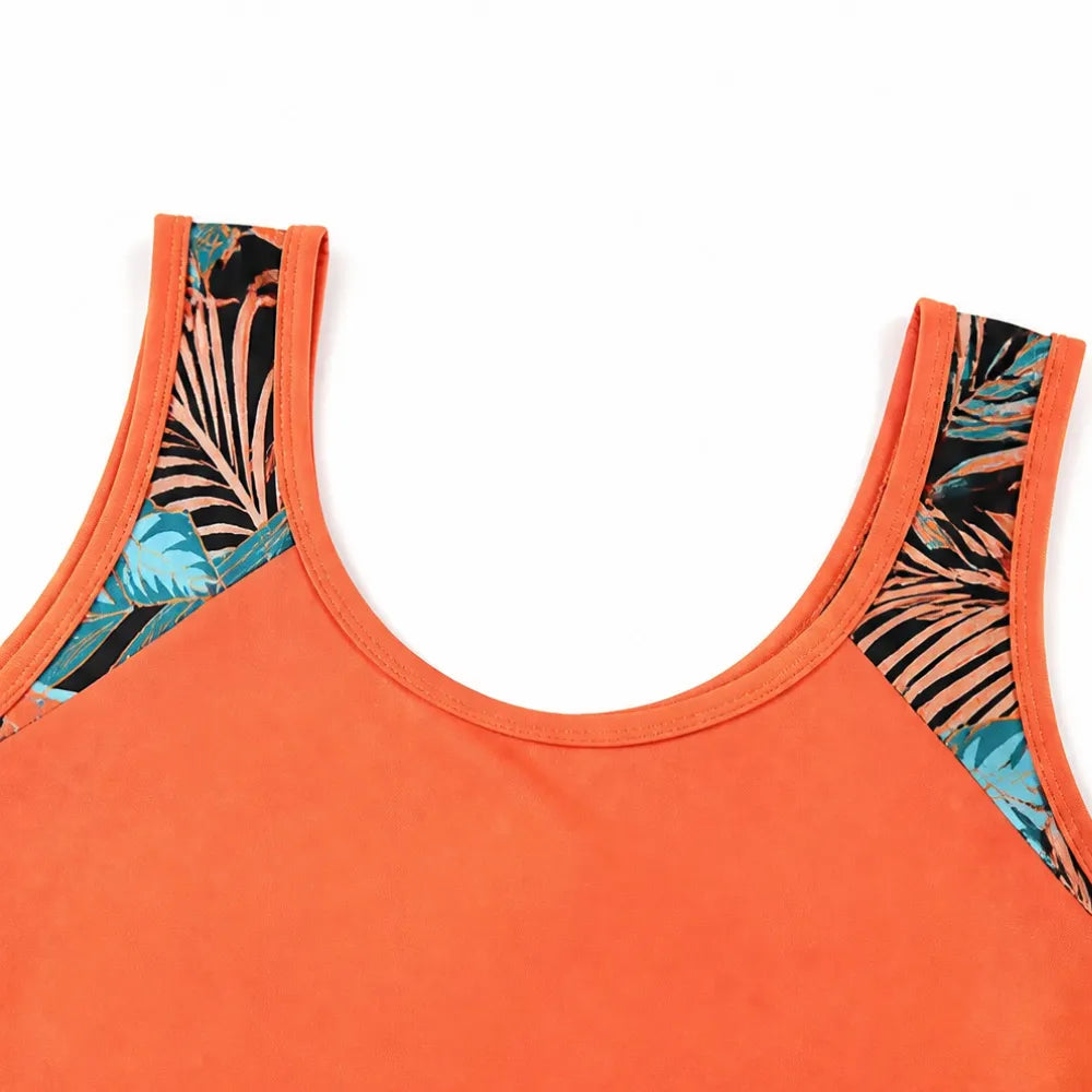 Swimwear tankini and shorts set with racerback top for women