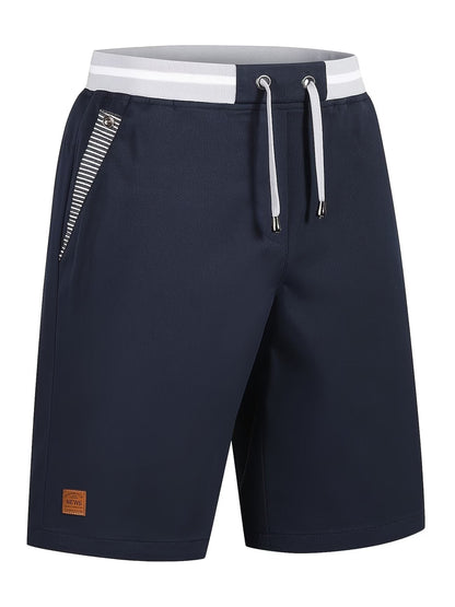 Mens shorts with elasticated drawstring waist and side pockets
