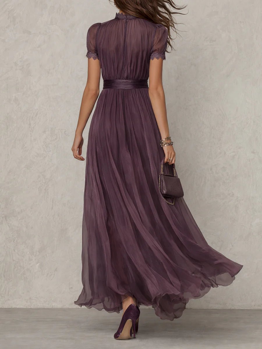 Wedding guest dress for women with keyhole neckline and short sleeves