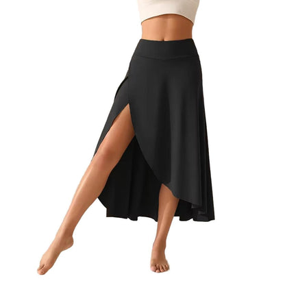 Split maxi skirt for women with high waist and wrap front