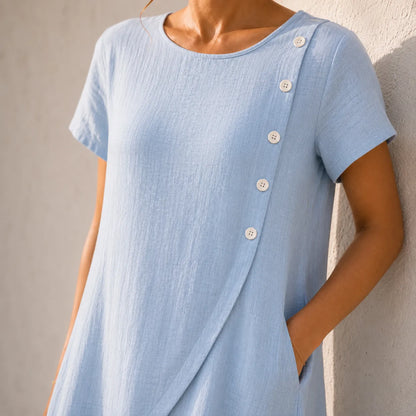Summer dresses for women, short sleeve midi dress with pockets