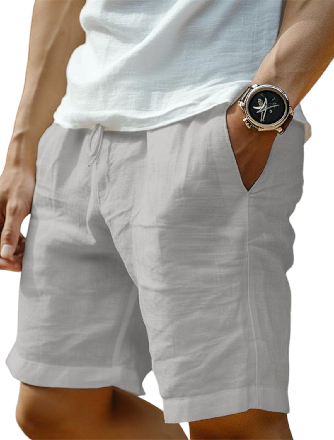 Mens shorts with drawstring waist and side pockets for men