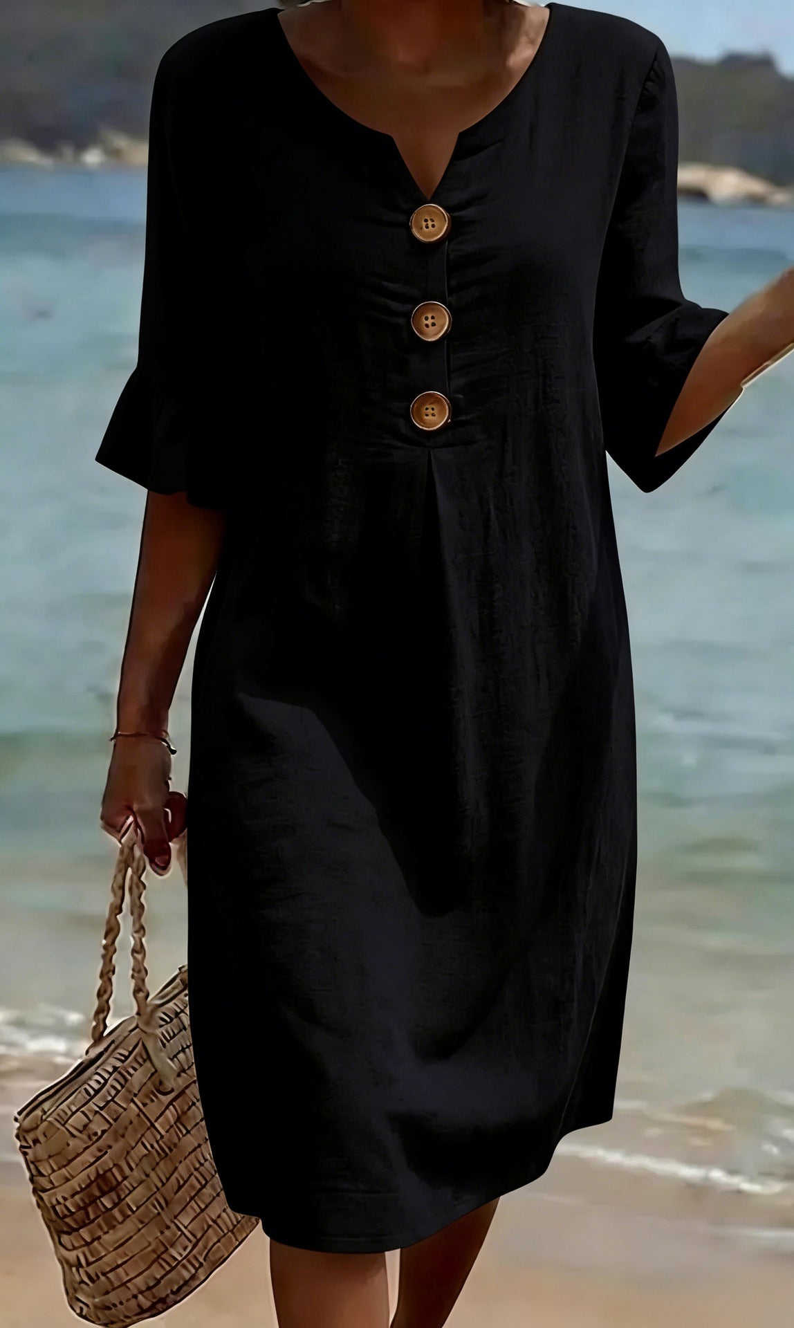Summer dresses for women with flutter sleeves and button front