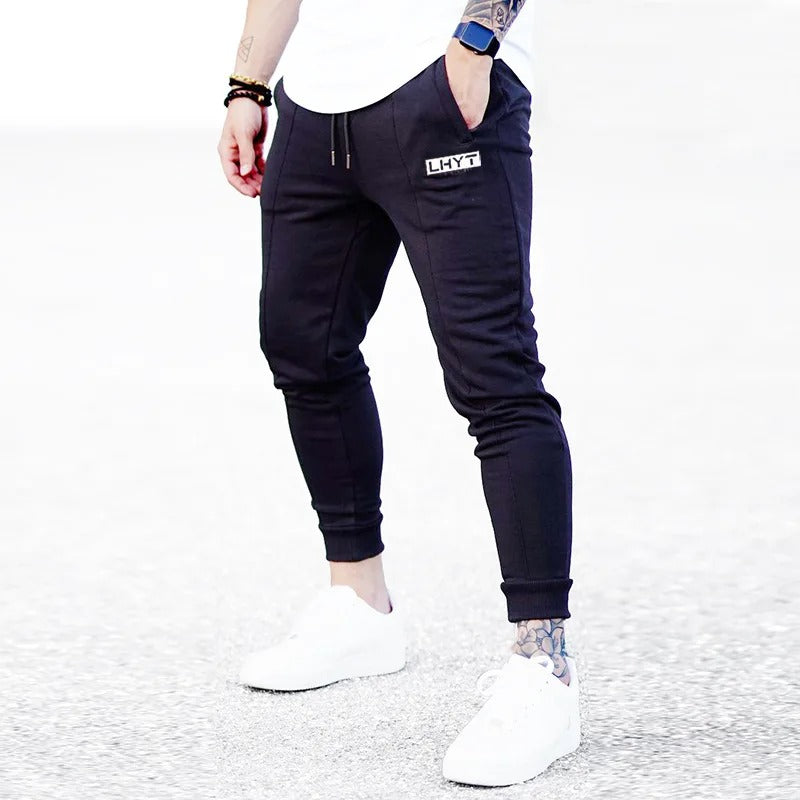 Slim fit track pants for men with side pockets and drawstring waist