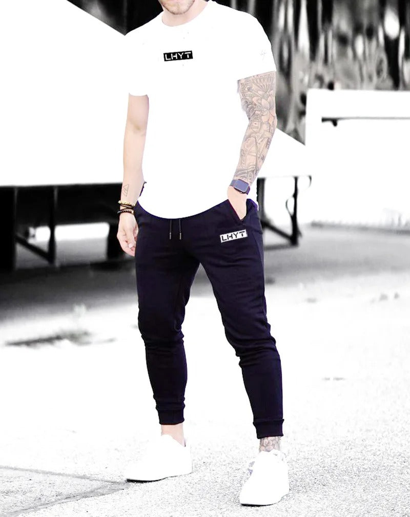Slim fit track pants for men with side pockets and drawstring waist