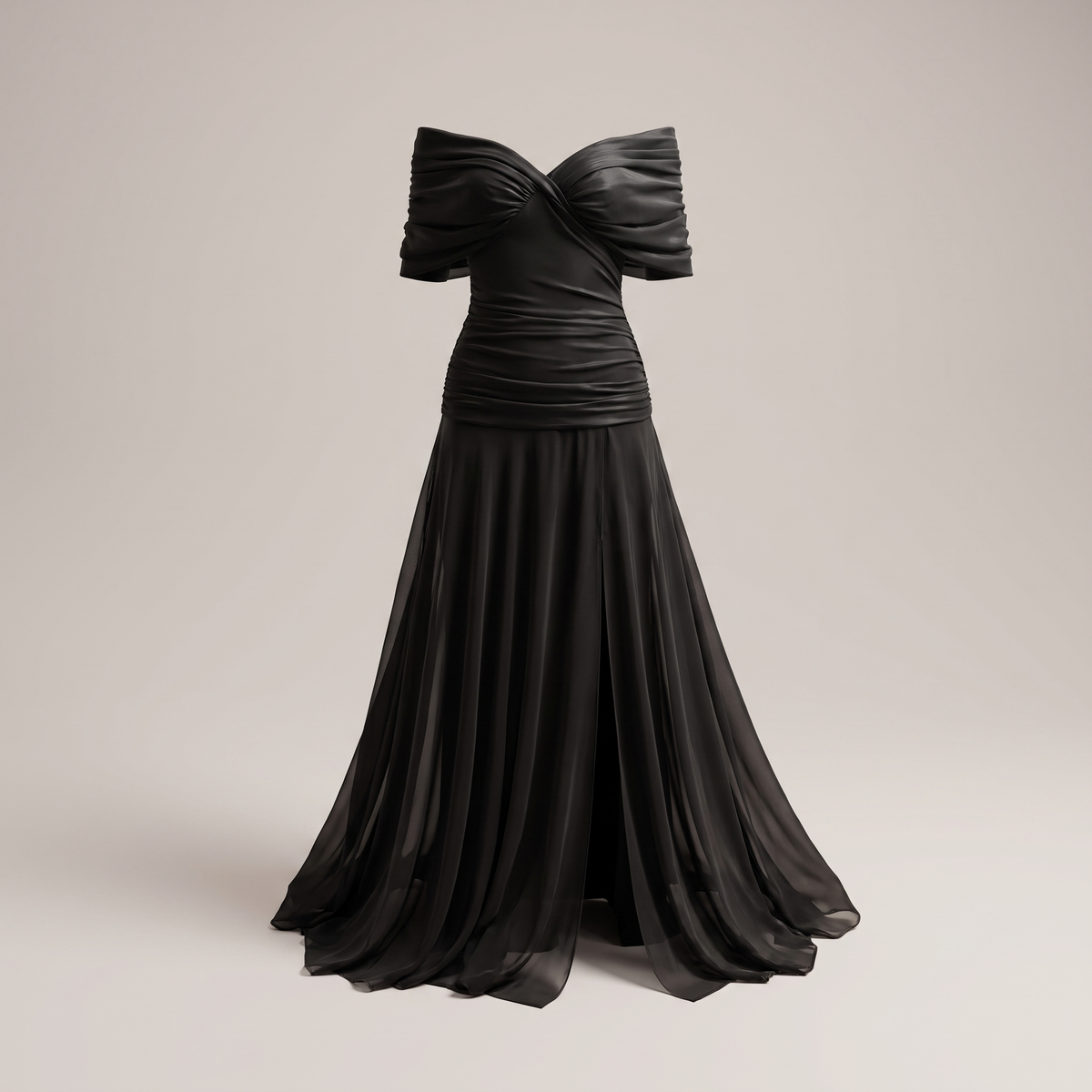 Formal dresses for women with V-neck and pleated waist, maxi length
