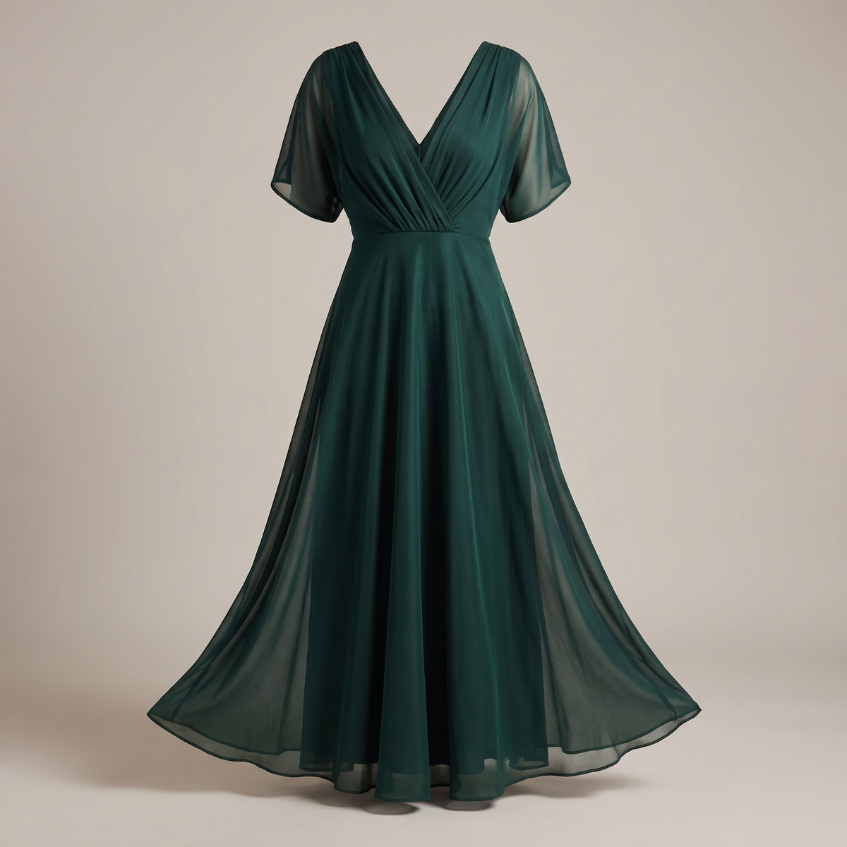 Formal dresses for women with V-neck and pleated waist, maxi length