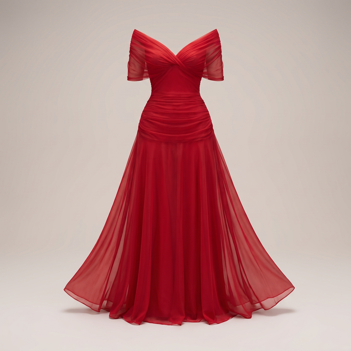 Formal dresses for women with V-neck and pleated waist, maxi length