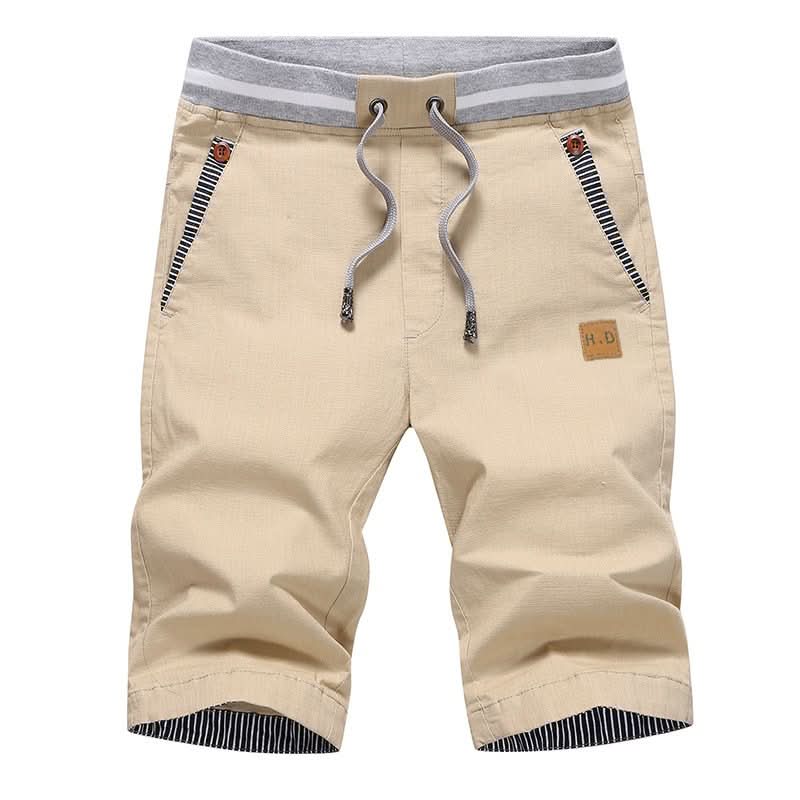 Mens shorts with elasticated drawstring waist and side pockets