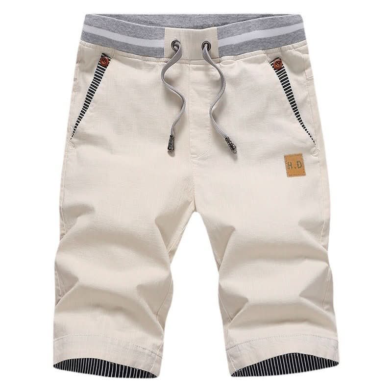 Mens shorts with elasticated drawstring waist and side pockets
