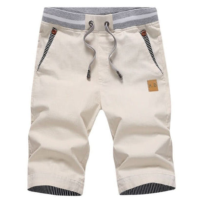 Mens shorts with elasticated drawstring waist and side pockets