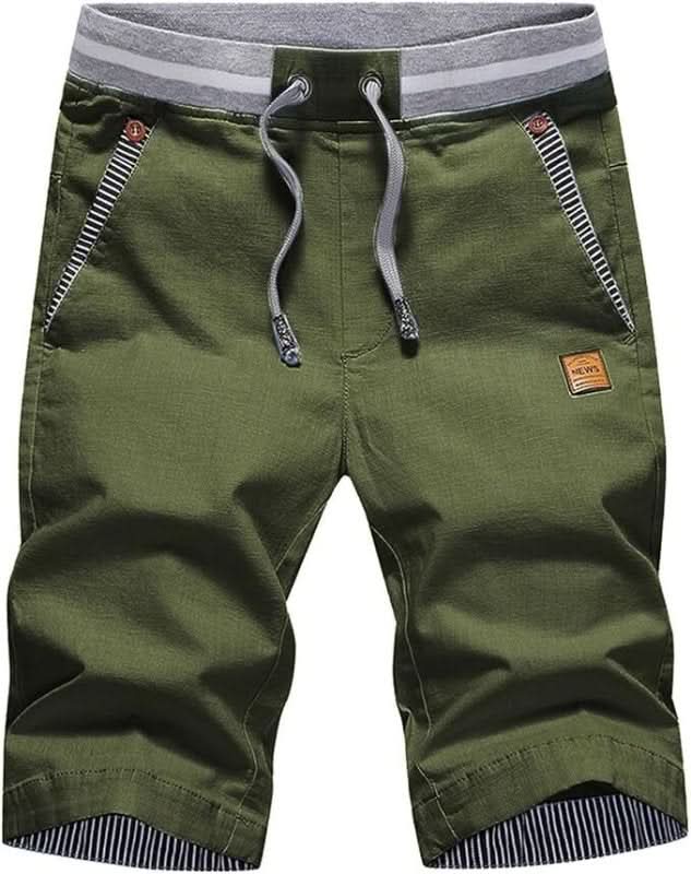 Mens shorts with elasticated drawstring waist and side pockets