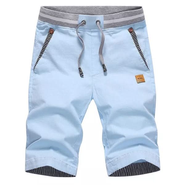 Mens shorts with elasticated drawstring waist and side pockets