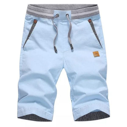 Mens shorts with elasticated drawstring waist and side pockets