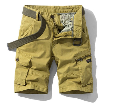 Mens shorts with cargo pockets, relaxed fit and zip fly