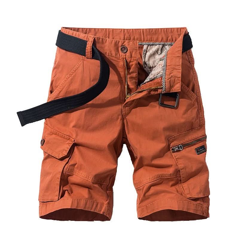 Mens shorts with cargo pockets, relaxed fit and zip fly