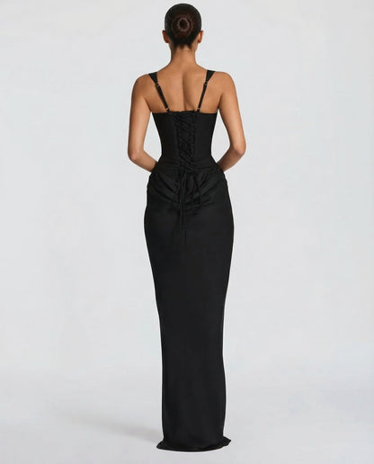 Formal dresses for women, square neck maxi dress with draped waist