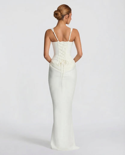Formal dresses for women, square neck maxi dress with draped waist