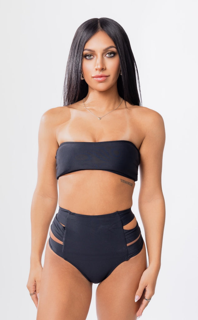 Swimwear high waisted bikini bottoms with cut out sides for women