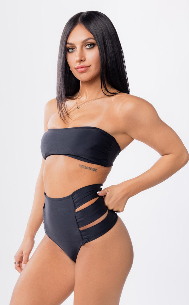 Swimwear high waisted bikini bottoms with cut out sides for women