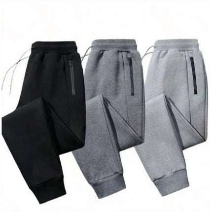 Track pants for men, 3 pack with zip pockets and drawstring waist