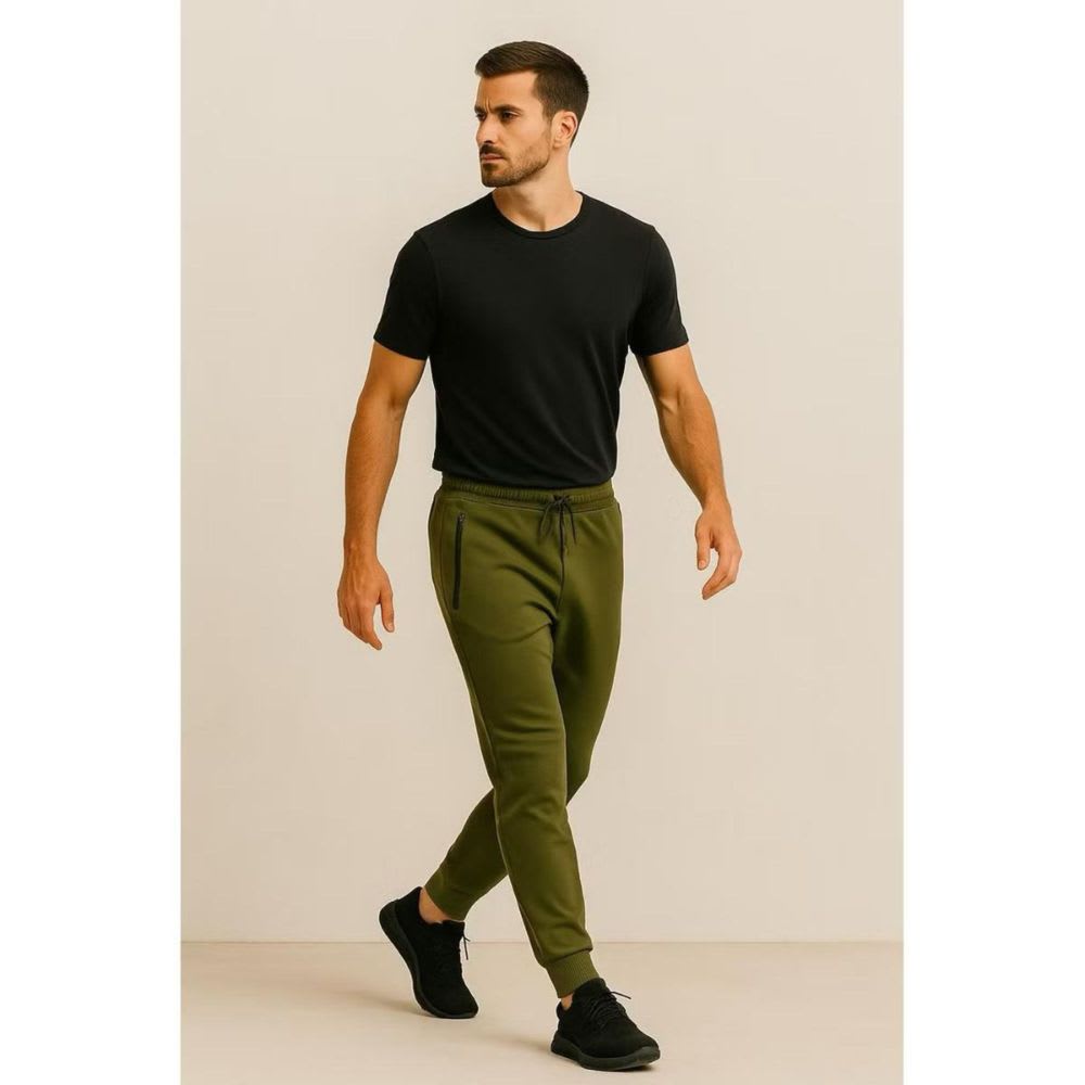 Track pants for men, 3 pack with zip pockets and drawstring waist