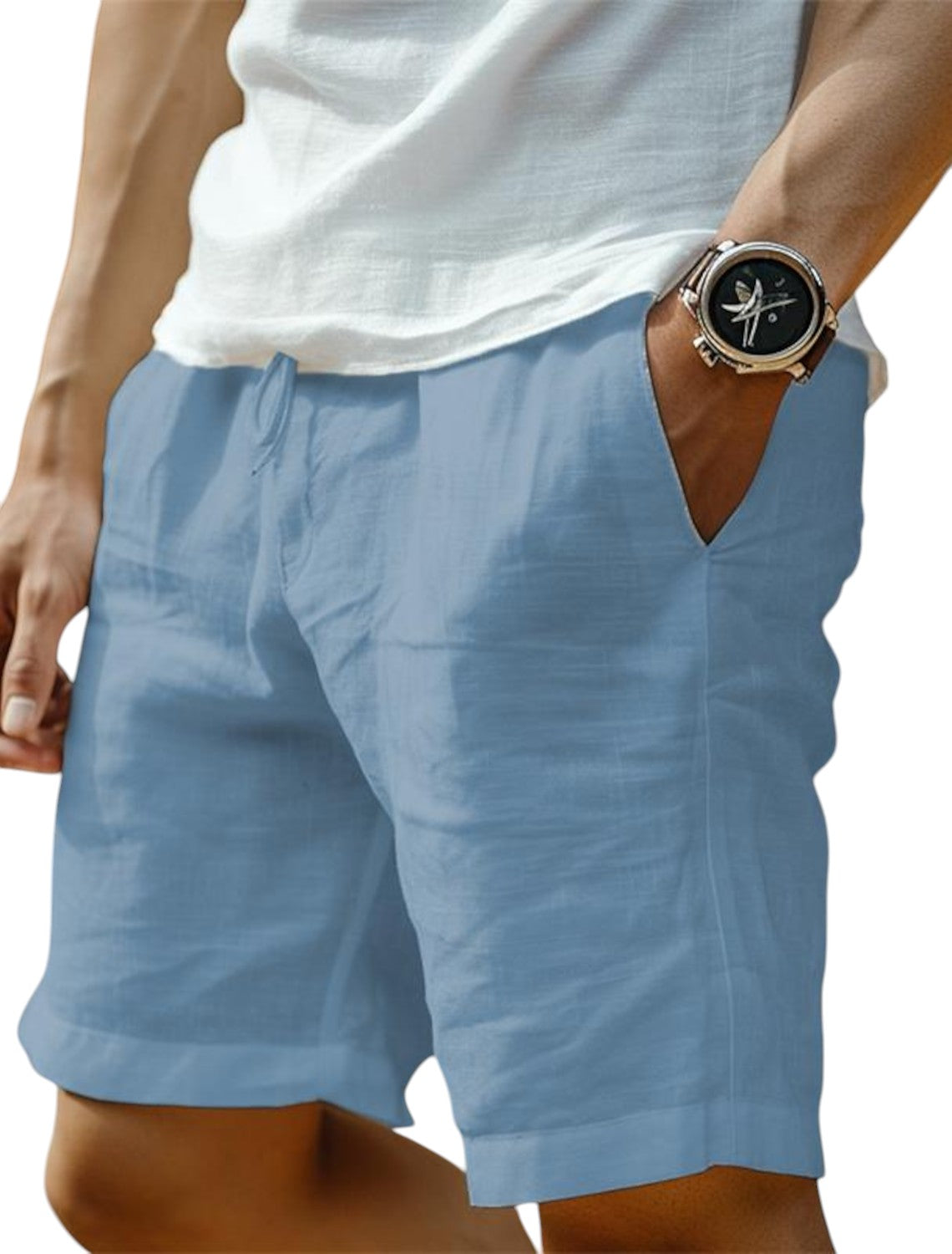 Mens shorts with drawstring waist and side pockets for men