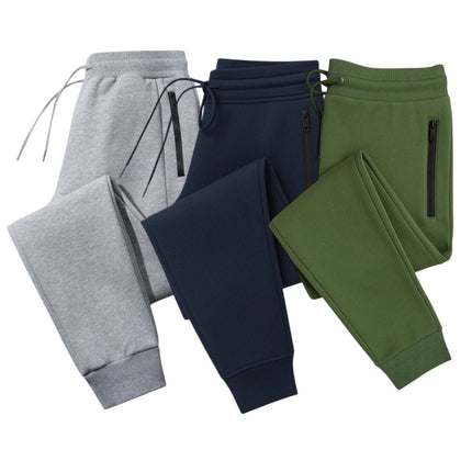 Track pants for men, 3 pack with zip pockets and drawstring waist
