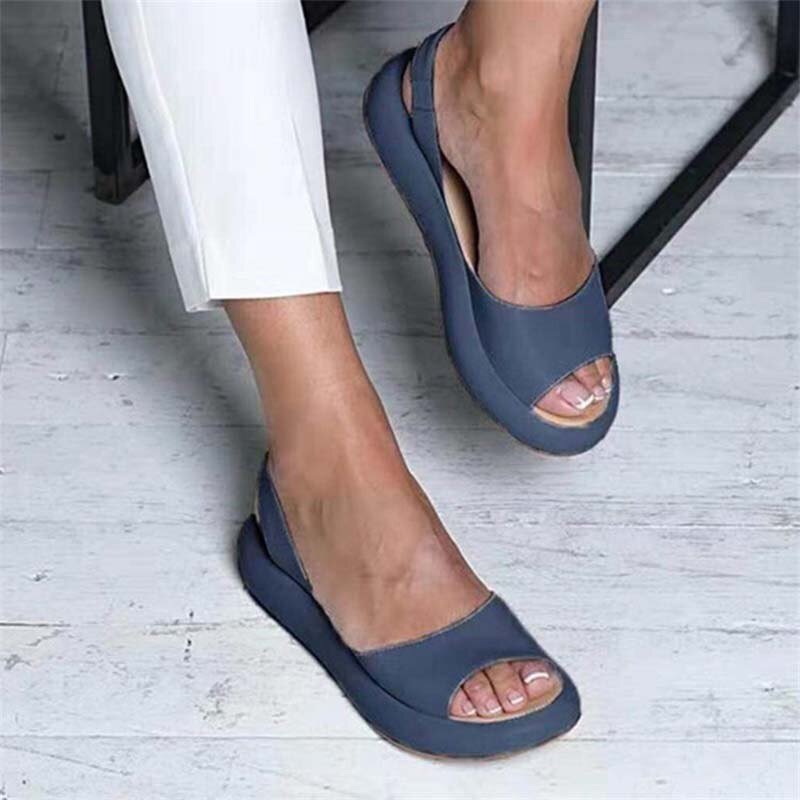 Women sandals with open toe and elastic slingback strap