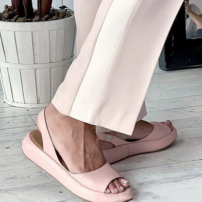 Women sandals with open toe and elastic slingback strap