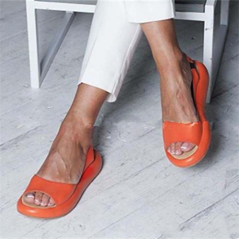 Women sandals with open toe and elastic slingback strap