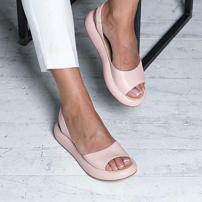Women sandals with open toe and elastic slingback strap