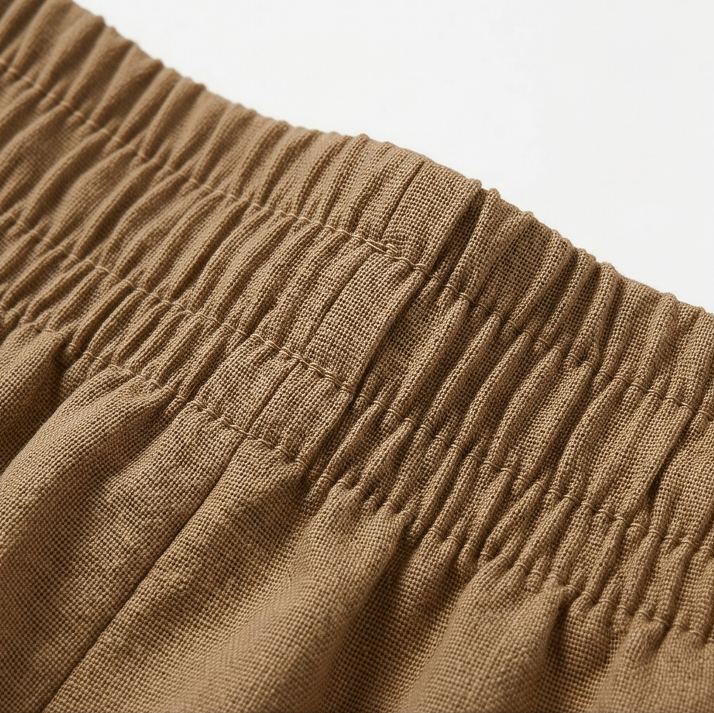Womens shorts with wide leg and drawstring waist, knee length