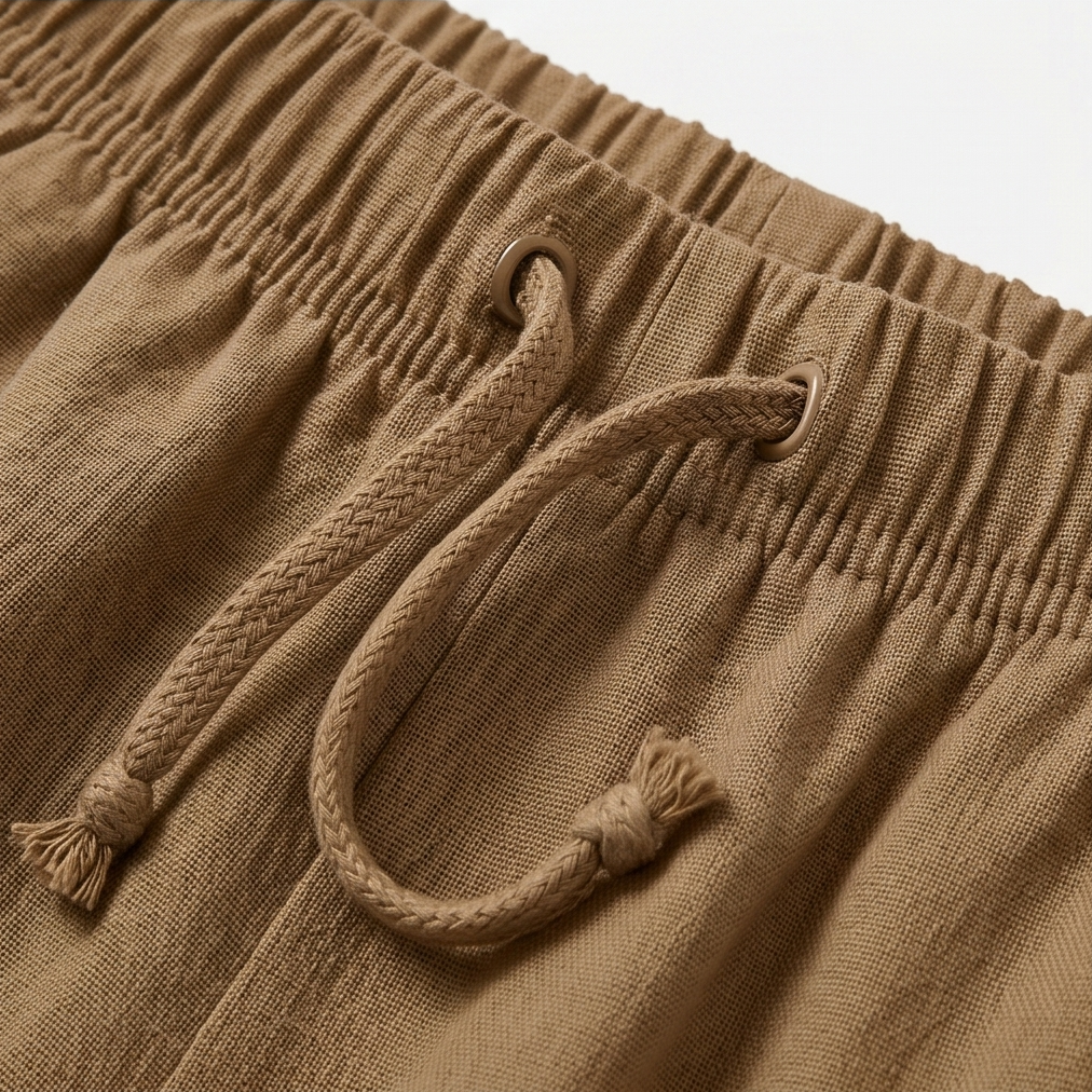 Womens shorts with wide leg and drawstring waist, knee length