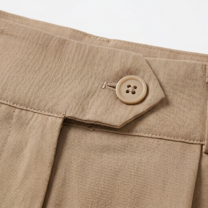 Womens shorts with high waist and pleated front for women