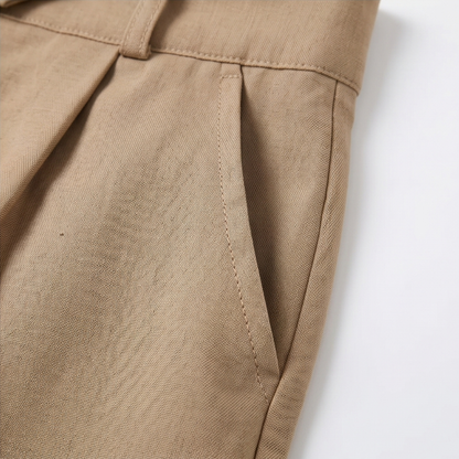 Womens shorts with high waist and pleated front for women