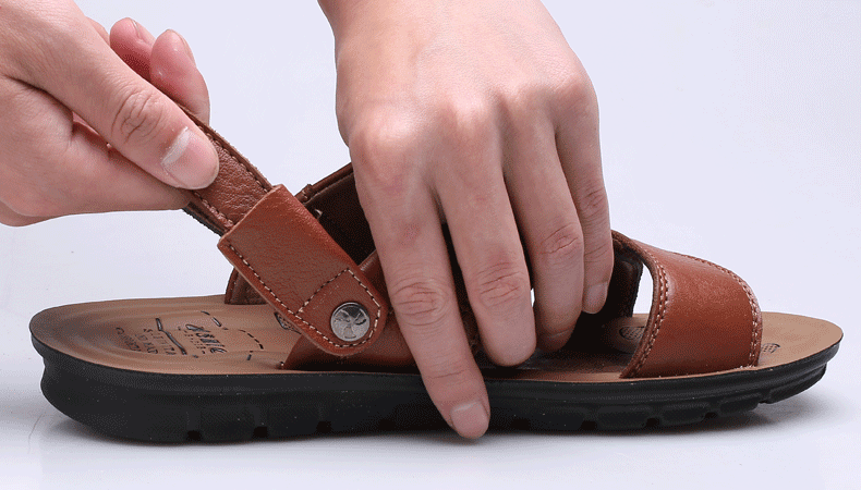Men sandals with slingback strap and crossover front, open toe