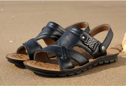 Men sandals with slingback strap and crossover front, open toe
