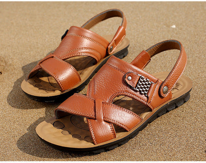 Men sandals with slingback strap and crossover front, open toe