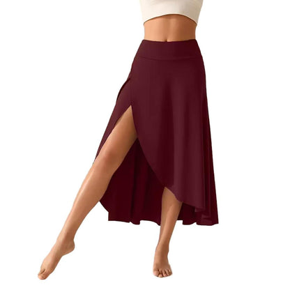 Split maxi skirt for women with high waist and wrap front