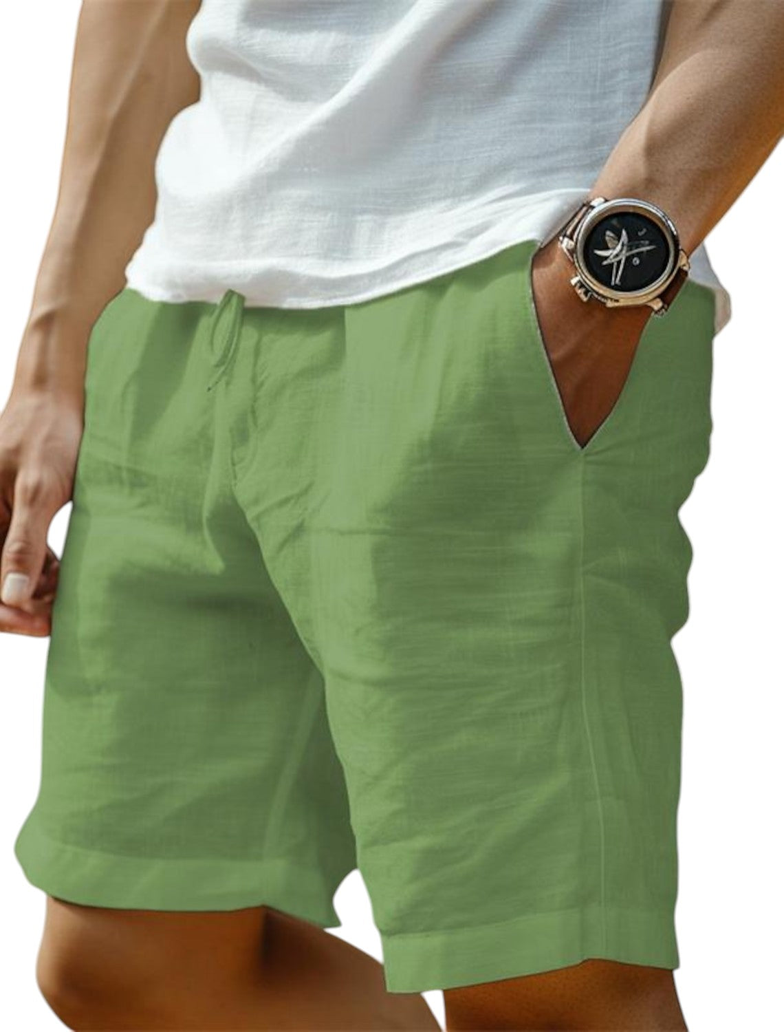 Mens shorts with drawstring waist and side pockets for men