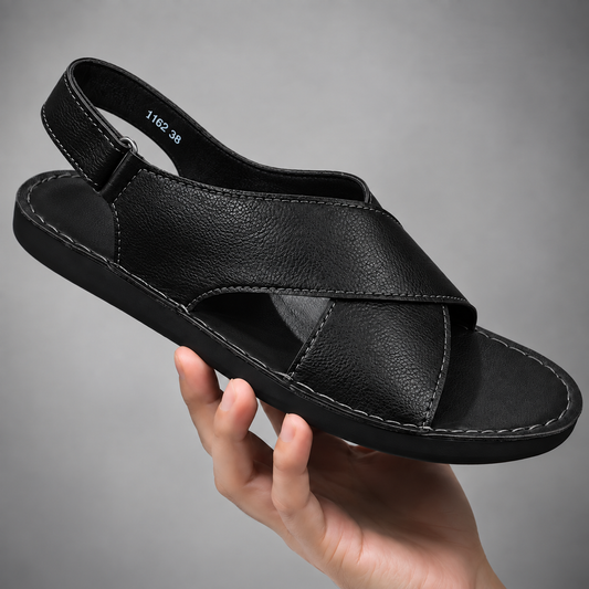 Men sandals with cross strap and adjustable slingback for walking