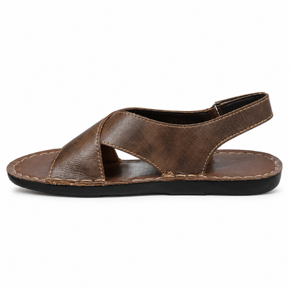 Men sandals with cross strap and adjustable slingback for walking